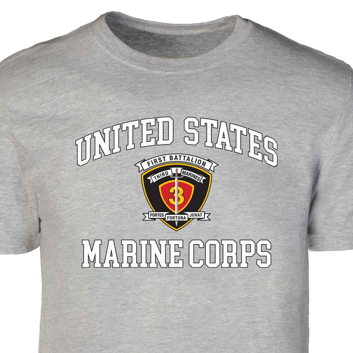 1st Battalion 3rd Marines USMC  Patch Graphic T-shirt - SGT GRIT