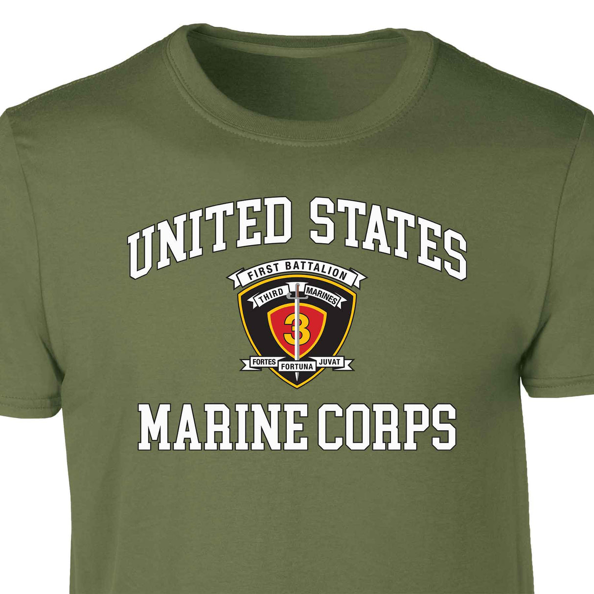 1st Battalion 3rd Marines USMC  Patch Graphic T-shirt - SGT GRIT