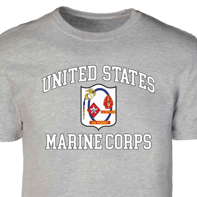 1st Battalion 6th Marines USMC  Patch Graphic T-shirt - SGT GRIT