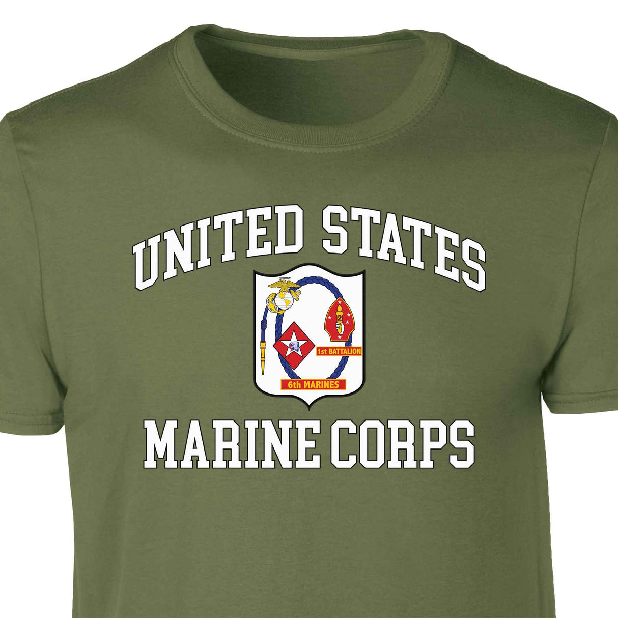 1st Battalion 6th Marines USMC  Patch Graphic T-shirt - SGT GRIT