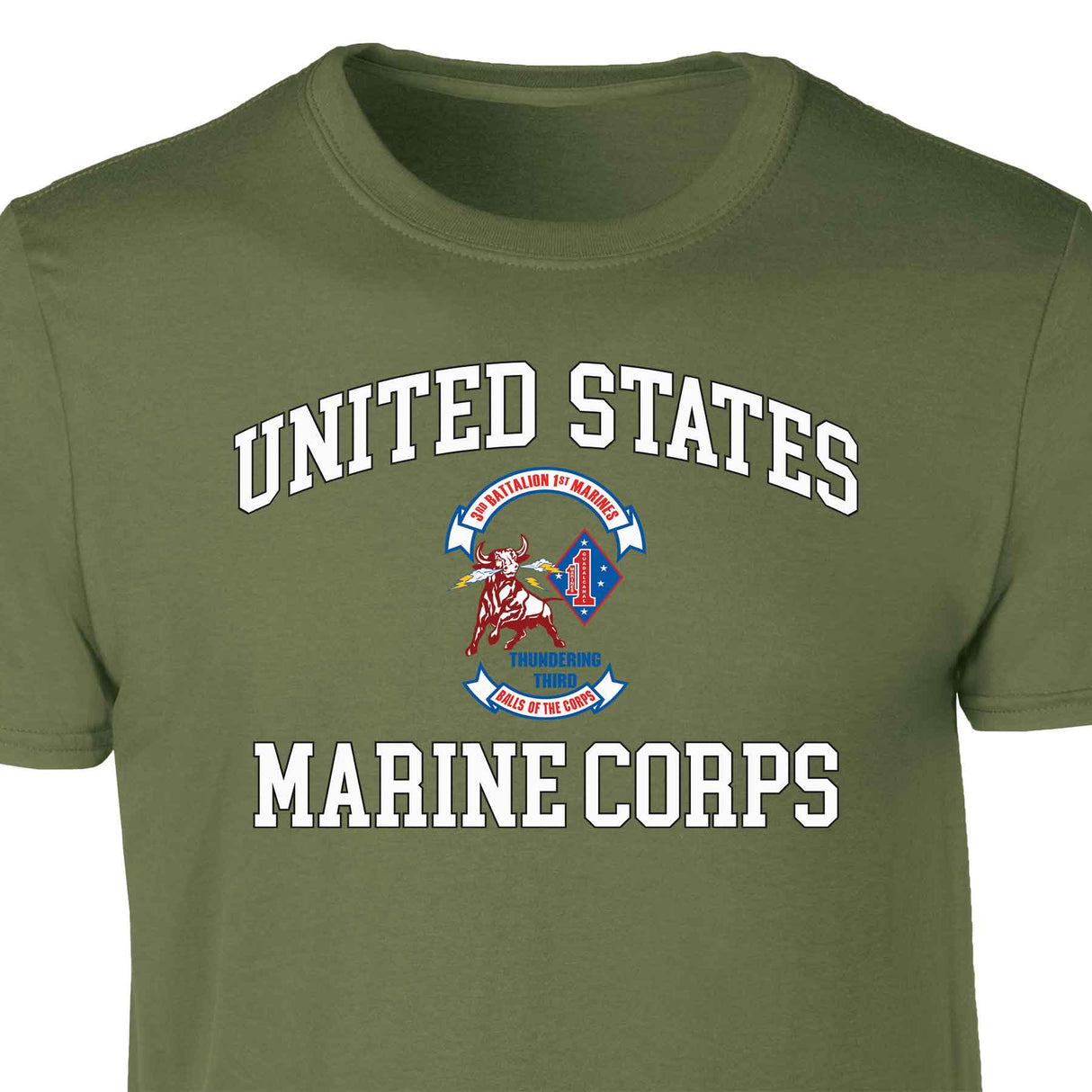 3rd Battalion 1st Marines USMC Patch Graphic T-shirt - SGT GRIT