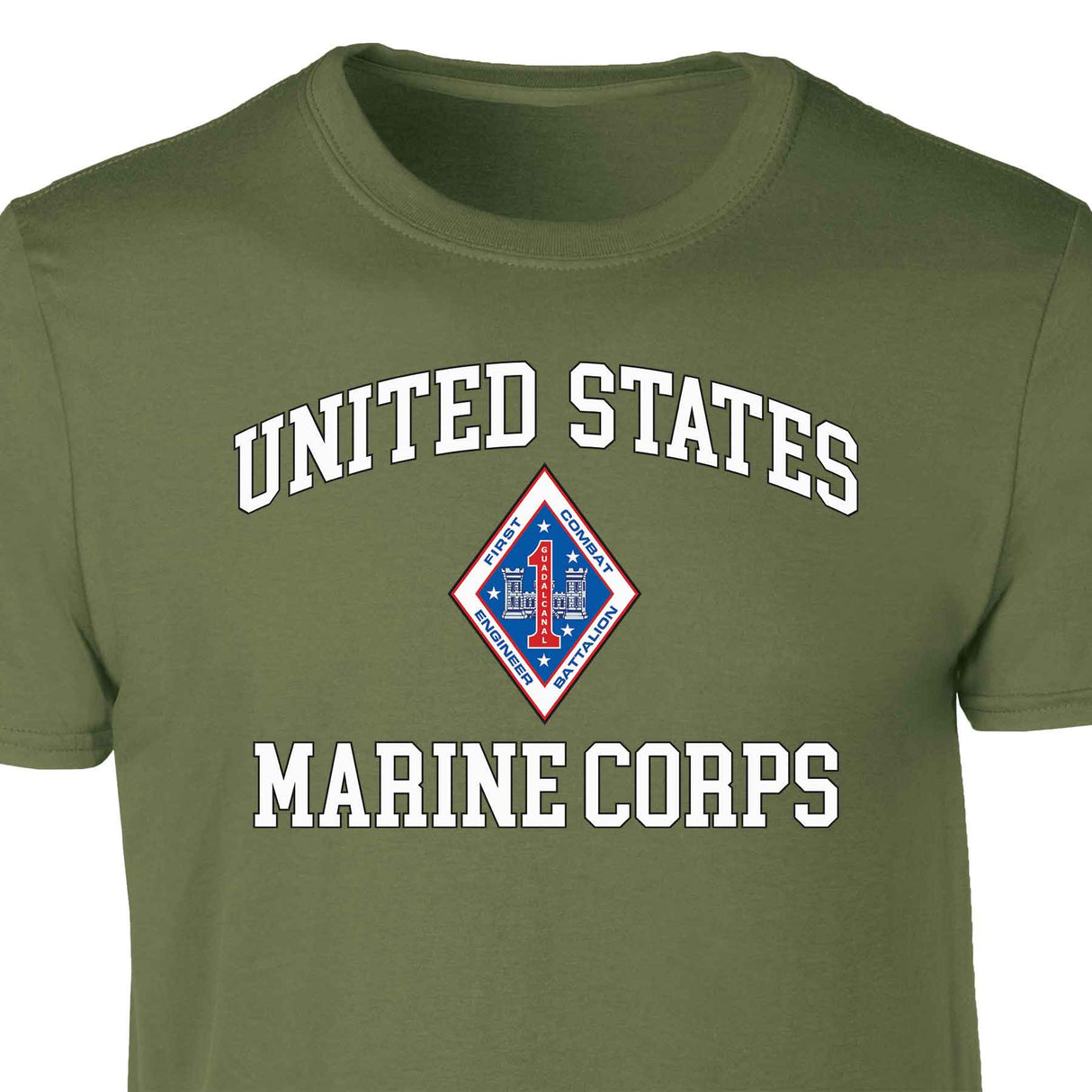 1st Combat Engineer Battalion USMC  Patch Graphic T-shirt - SGT GRIT