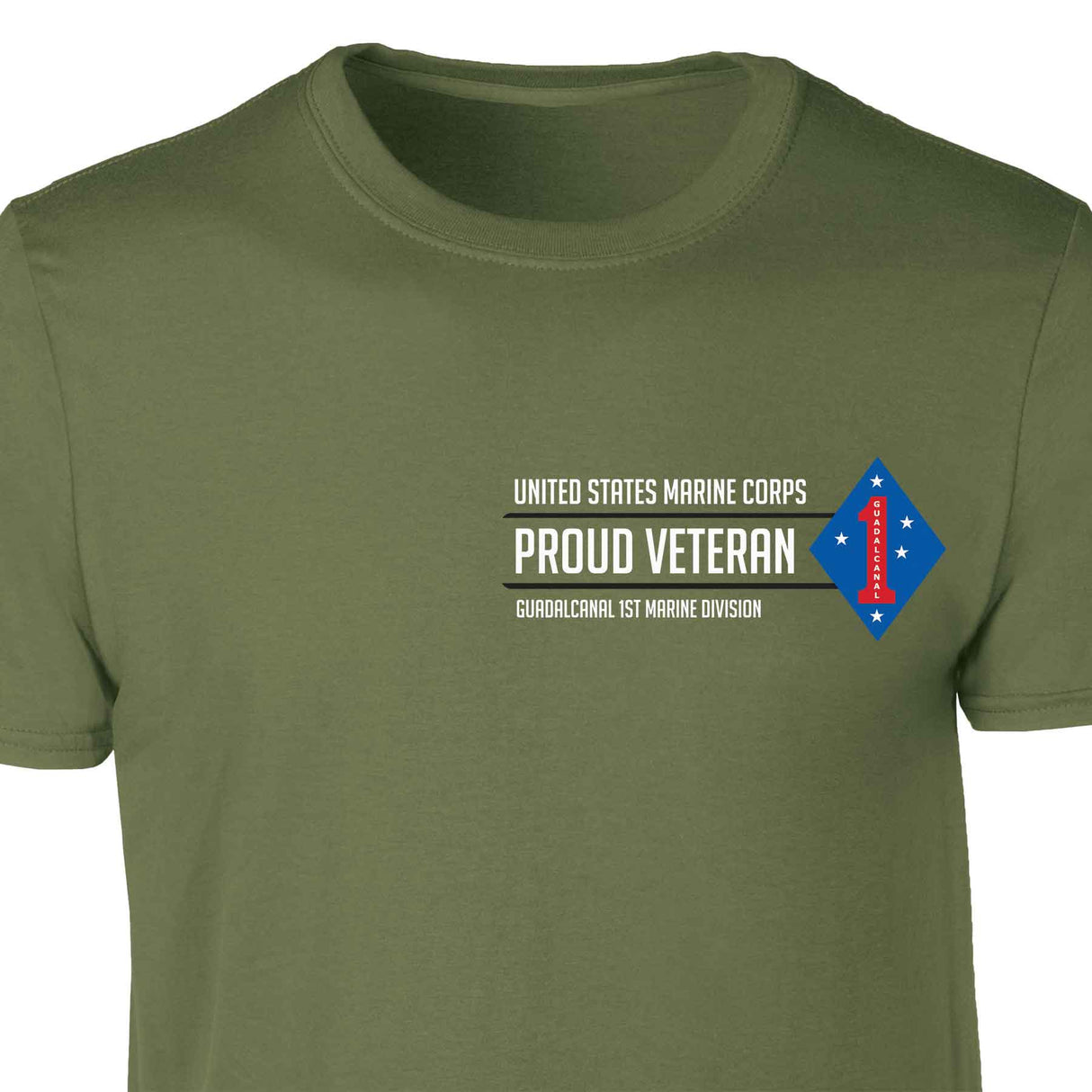 Guadalcanal 1st Marine Division Proud Veteran Patch Graphic T-shirt - SGT GRIT