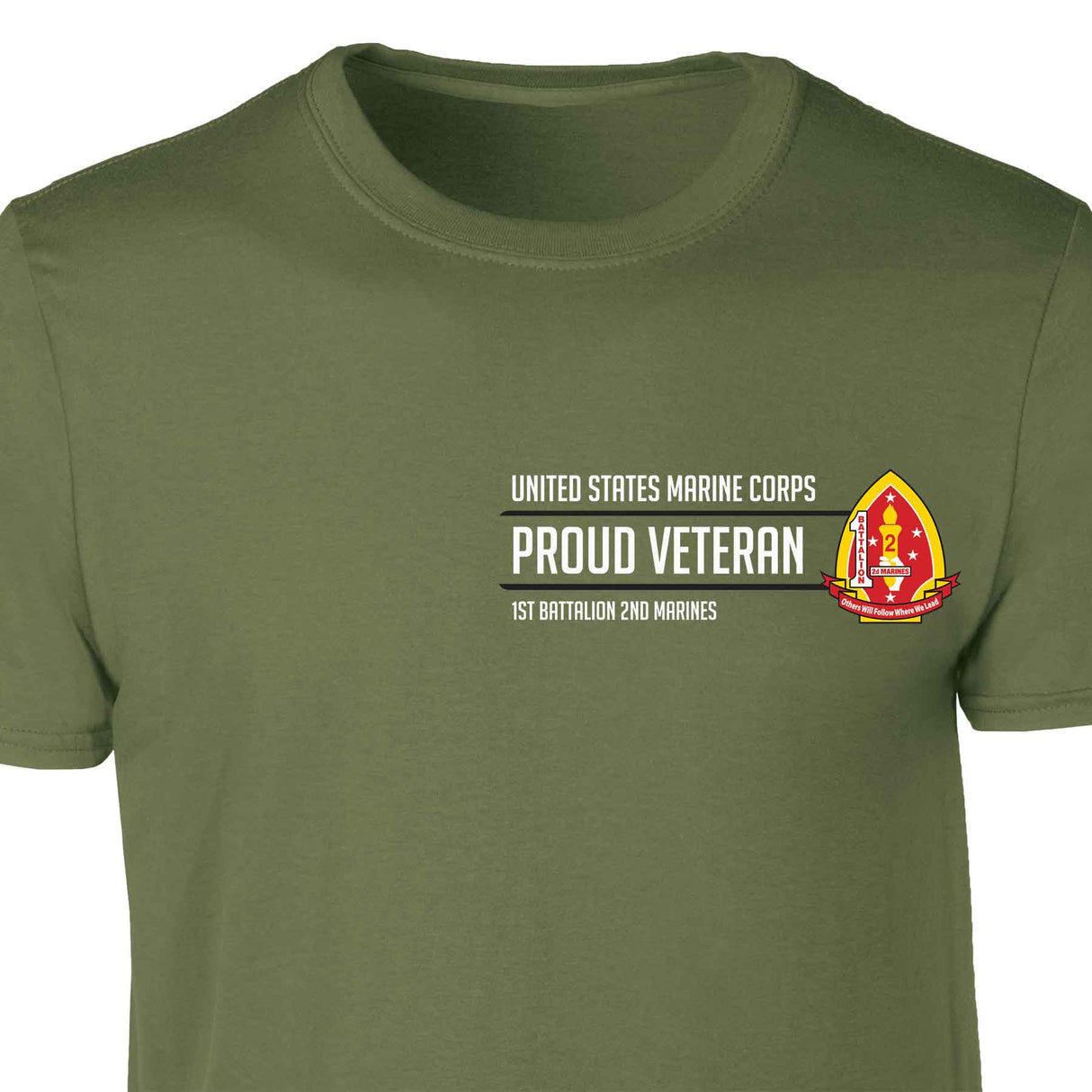 1st Battalion 2nd Marines Proud Veteran Patch Graphic T-shirt - SGT GRIT