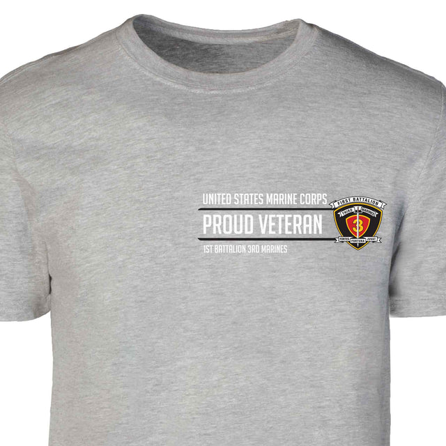 1st Battalion 3rd Marines Proud Veteran Patch Graphic T-shirt - SGT GRIT