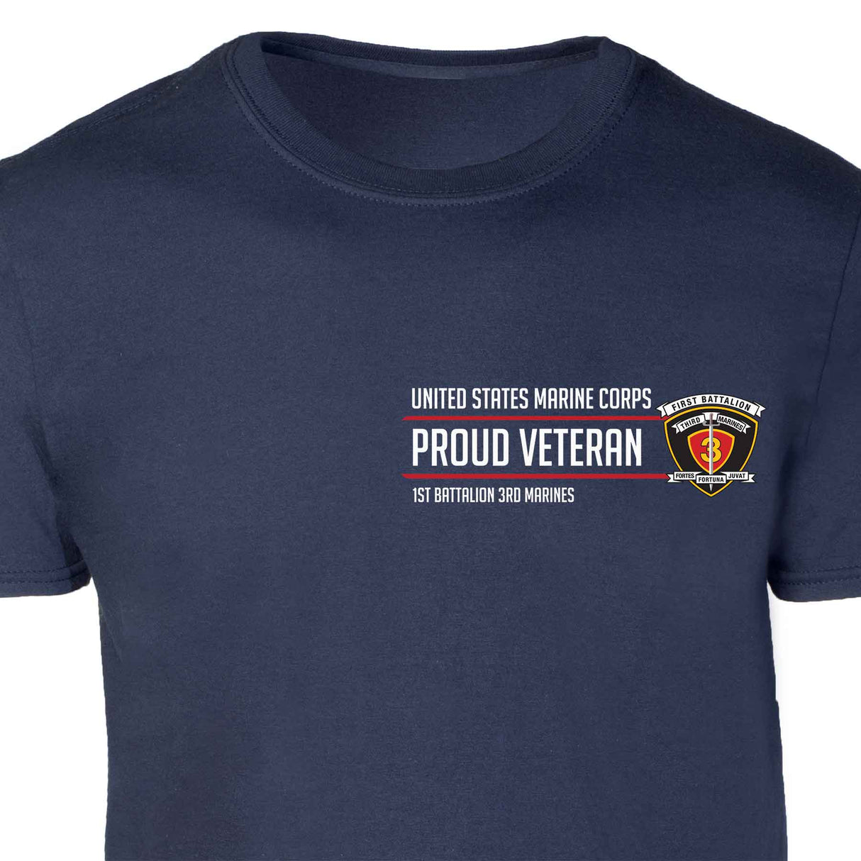 1st Battalion 3rd Marines Proud Veteran Patch Graphic T-shirt - SGT GRIT