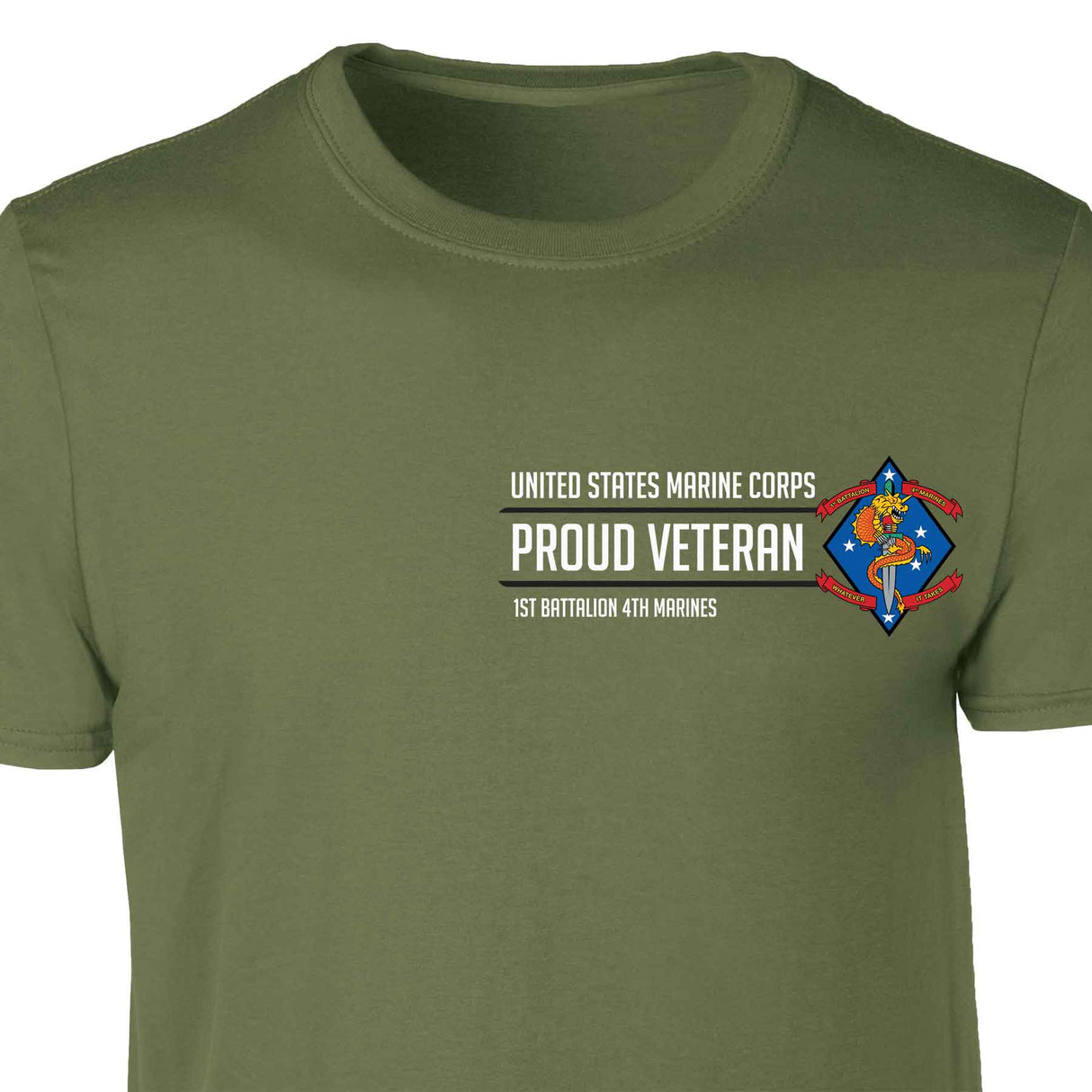 1st Battalion 4th Marines Proud Veteran Patch Graphic T-shirt - SGT GRIT