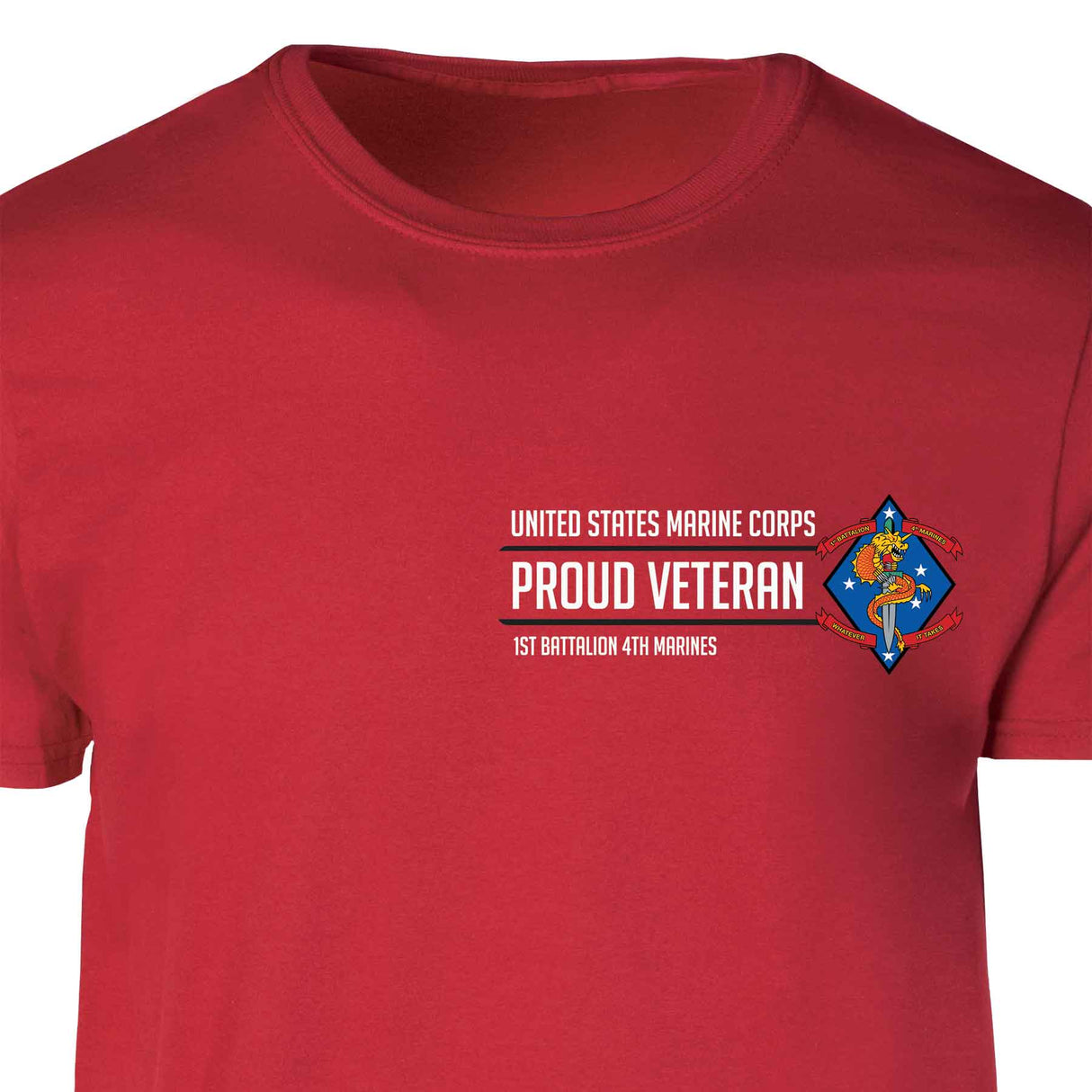 1st Battalion 4th Marines Proud Veteran Patch Graphic T-shirt - SGT GRIT