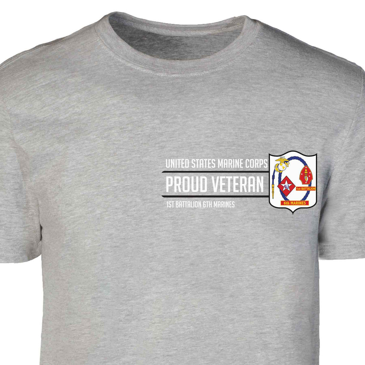 1st Battalion 6th Marines Proud Veteran Patch Graphic T-shirt - SGT GRIT