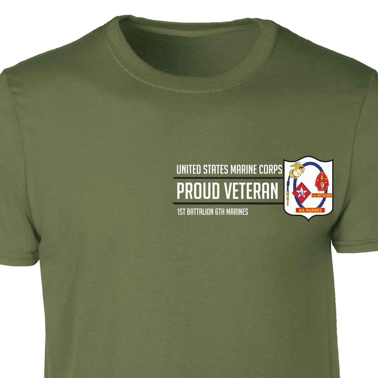 1st Battalion 6th Marines Proud Veteran Patch Graphic T-shirt - SGT GRIT