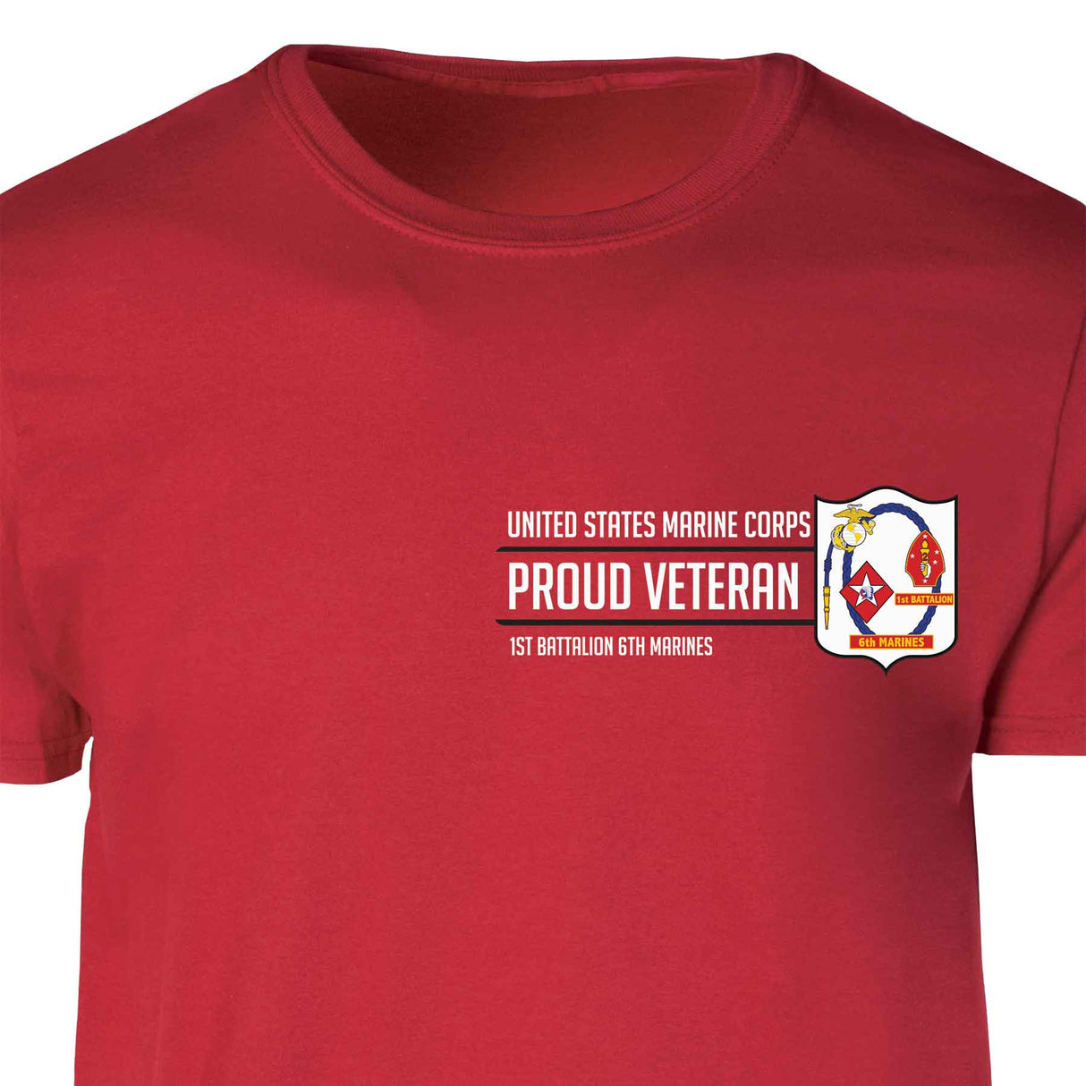 1st Battalion 6th Marines Proud Veteran Patch Graphic T-shirt - SGT GRIT