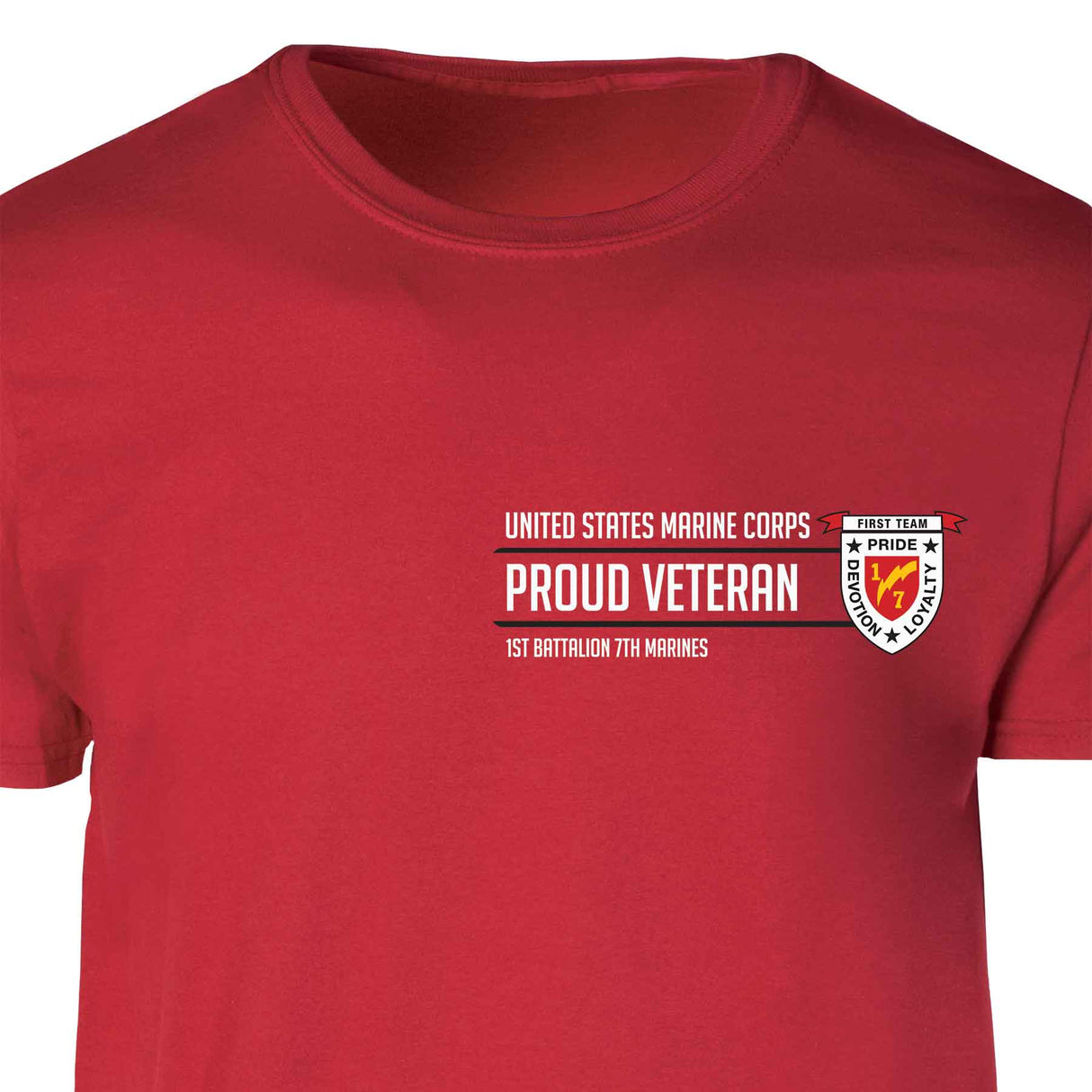 1st Battalion 7th Marines Proud Veteran Patch Graphic T-shirt - SGT GRIT