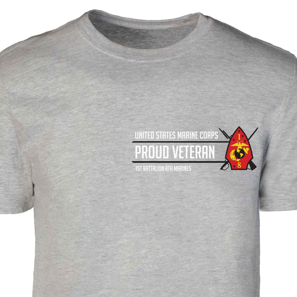 1st Battalion 8th Marines Proud Veteran Patch Graphic T-shirt - SGT GRIT