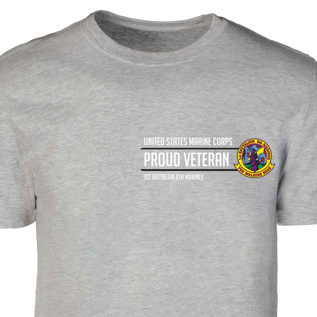 1st Battalion 9th Marines Proud Veteran Patch Graphic T-shirt - SGT GRIT