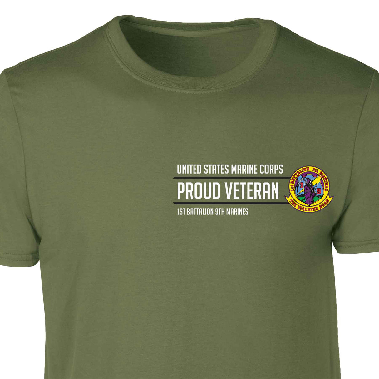 1st Battalion 9th Marines Proud Veteran Patch Graphic T-shirt - SGT GRIT