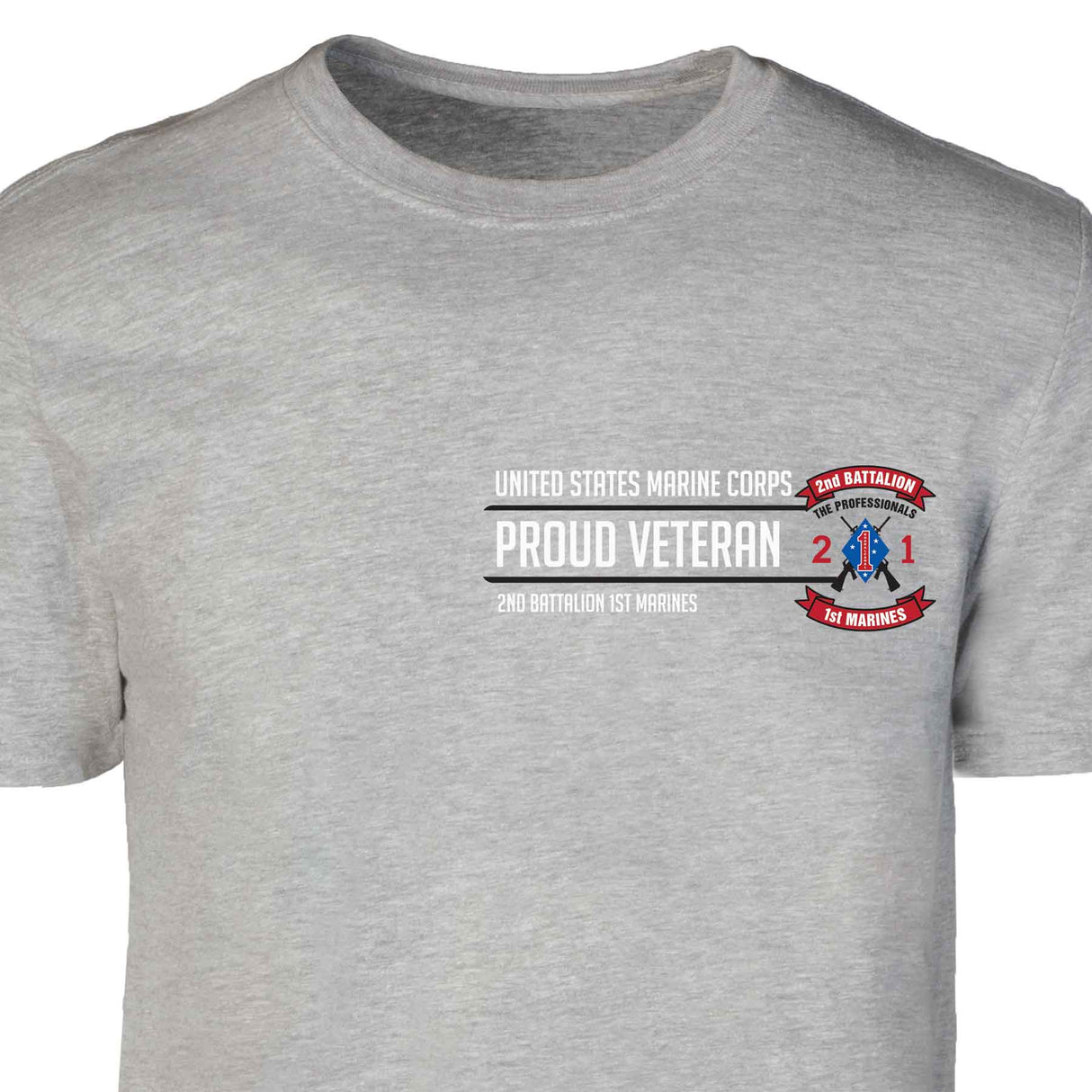 2nd Battalion 1st Marines Proud Veteran Patch Graphic T-shirt - SGT GRIT