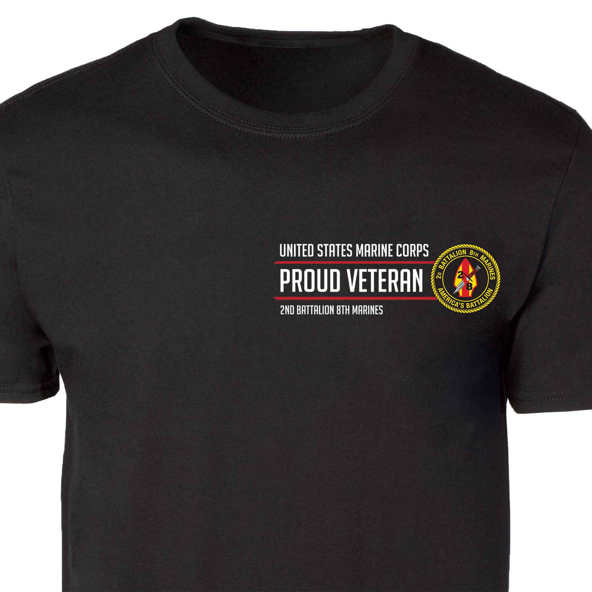 2nd Battalion 8th Marines Proud Veteran Patch Graphic T-shirt - SGT GRIT