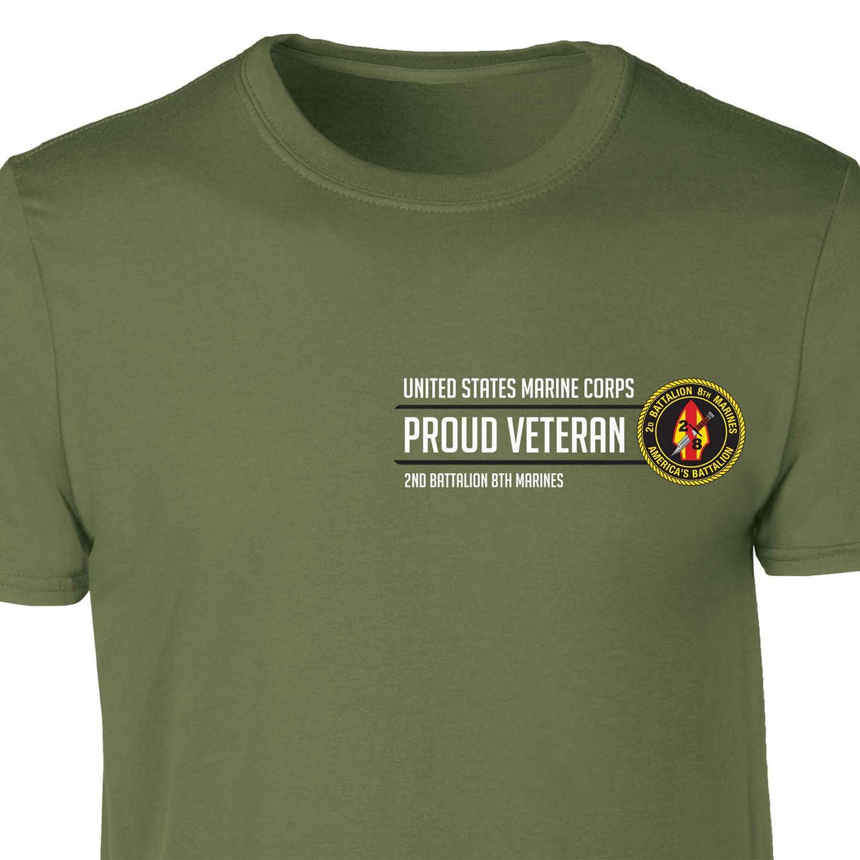 2nd Battalion 8th Marines Proud Veteran Patch Graphic T-shirt - SGT GRIT