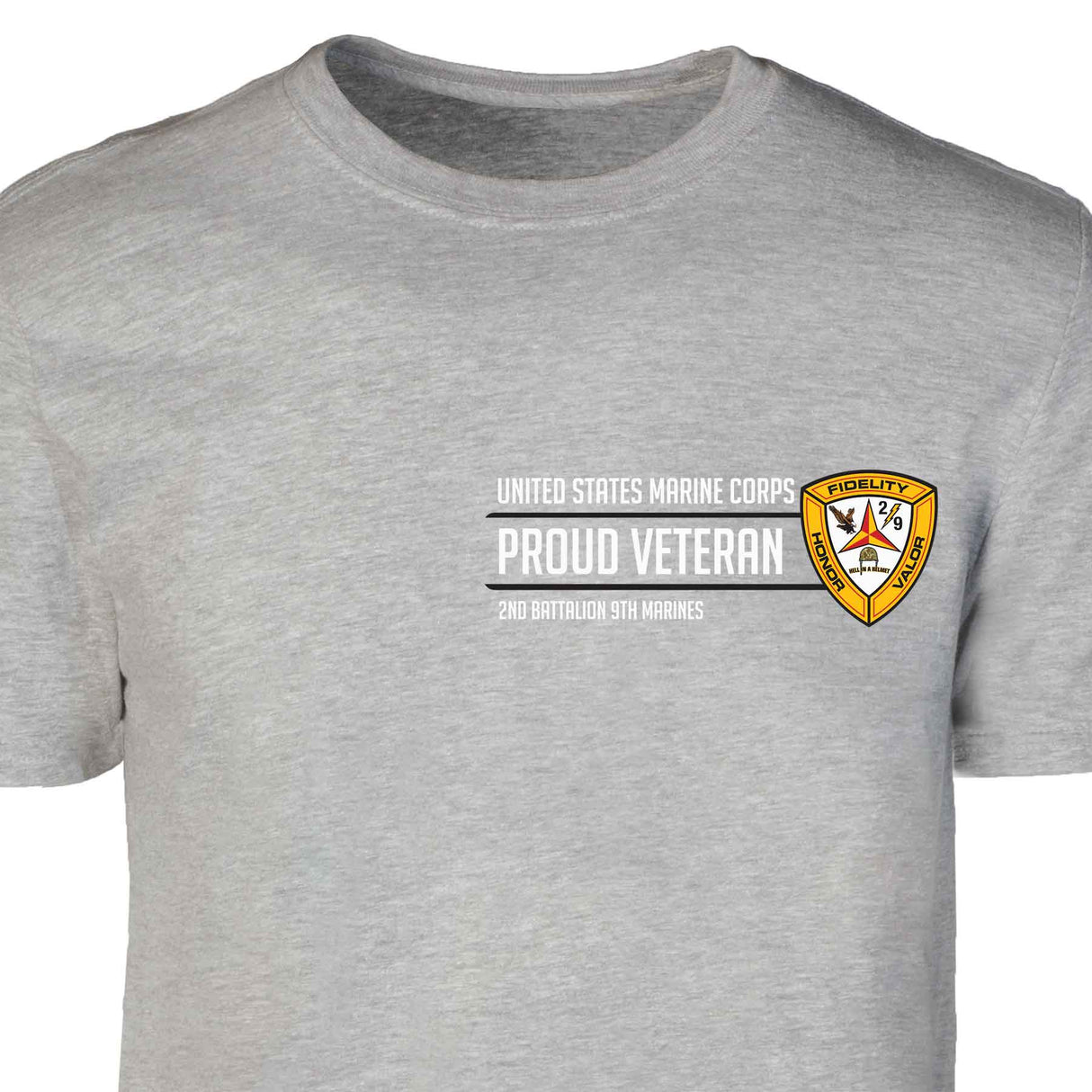 2nd Battalion 9th Marines Proud Veteran Patch Graphic T-shirt - SGT GRIT