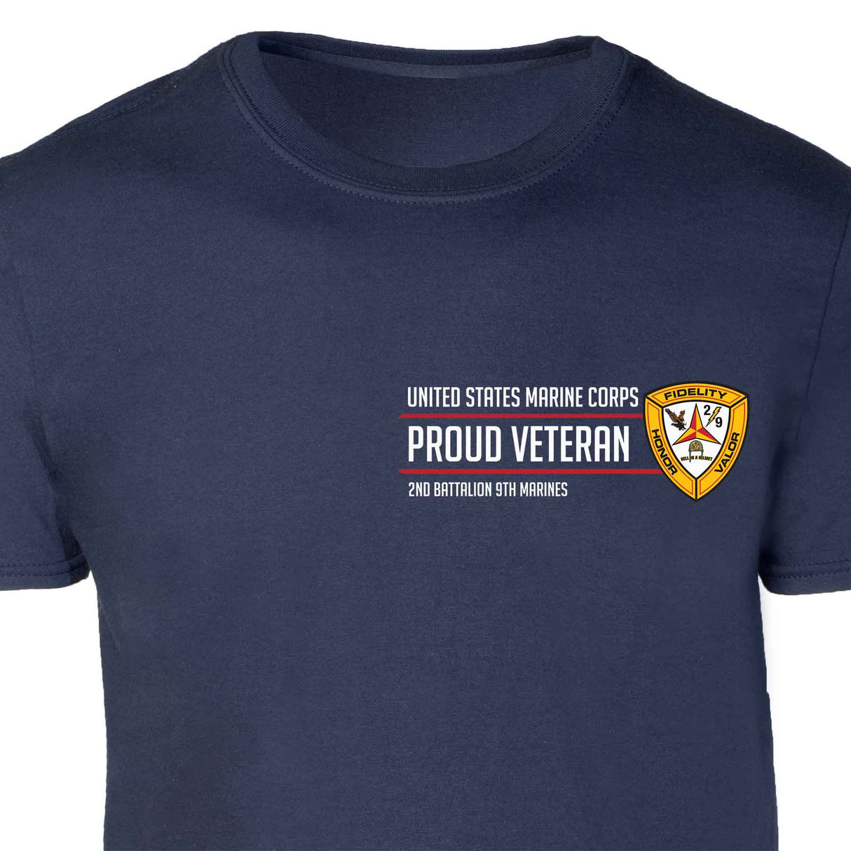 2nd Battalion 9th Marines Proud Veteran Patch Graphic T-shirt - SGT GRIT