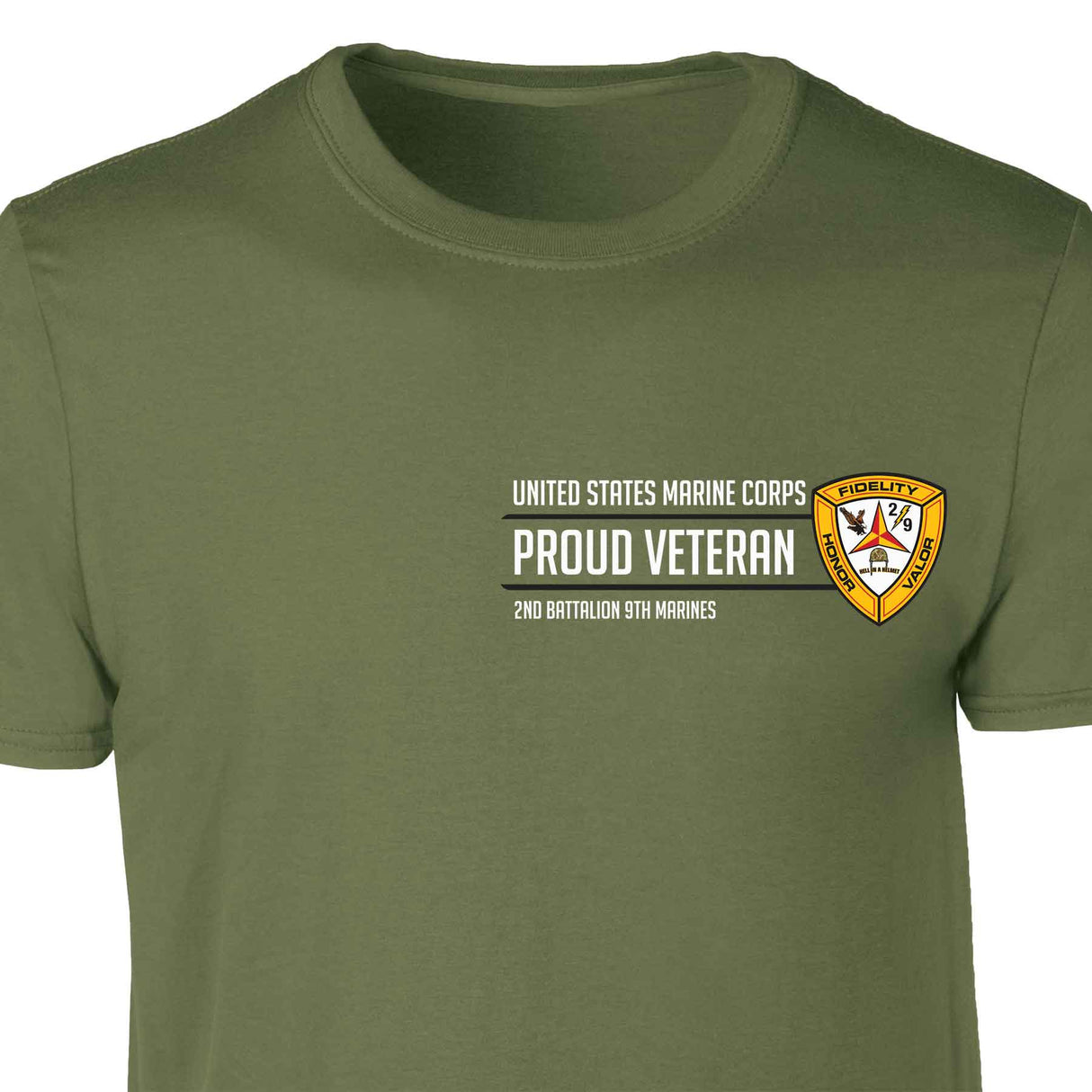 2nd Battalion 9th Marines Proud Veteran Patch Graphic T-shirt - SGT GRIT