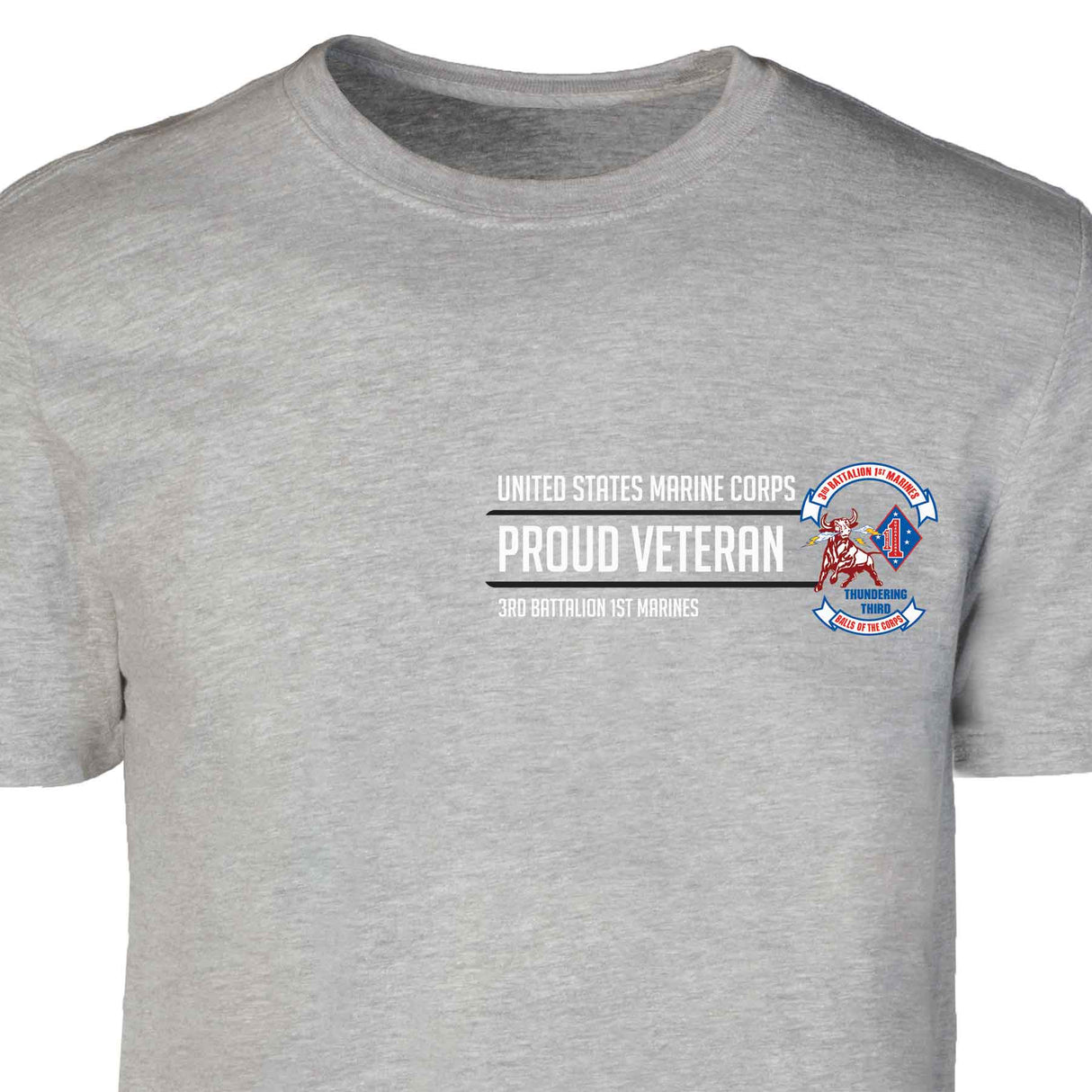 3rd Battalion 1st Marines Proud Veteran Patch Graphic T-shirt - SGT GRIT