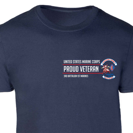 3rd Battalion 1st Marines Proud Veteran Patch Graphic T-shirt - SGT GRIT