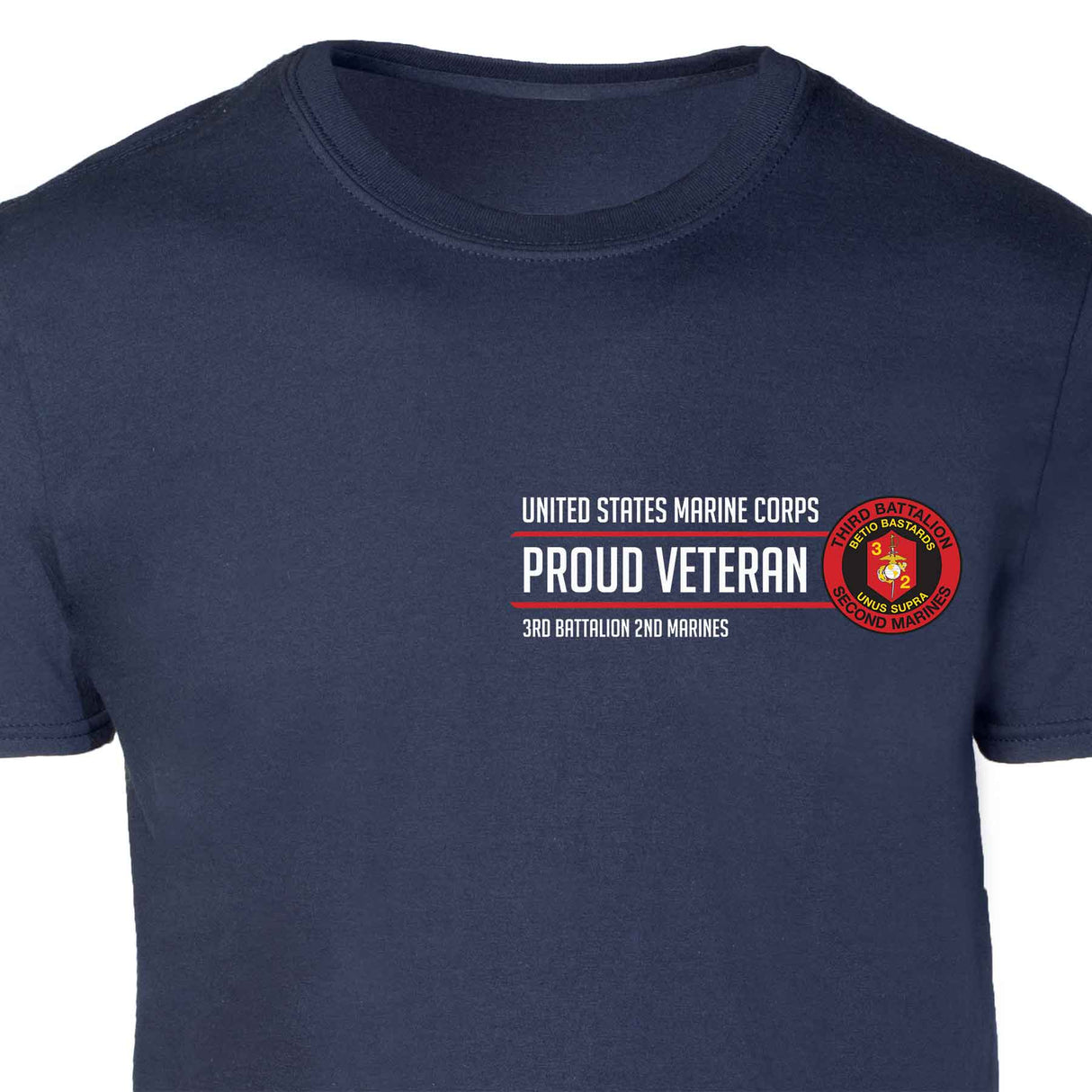 3rd Battalion 2nd Marines Proud Veteran Patch Graphic T-shirt - SGT GRIT