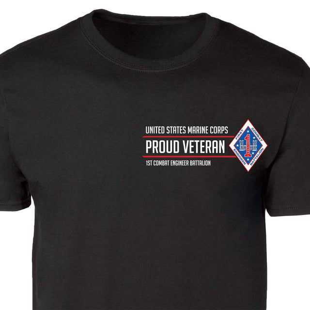 1st Combat Engineer Battalion Proud Veteran Patch Graphic T-shirt - SGT GRIT