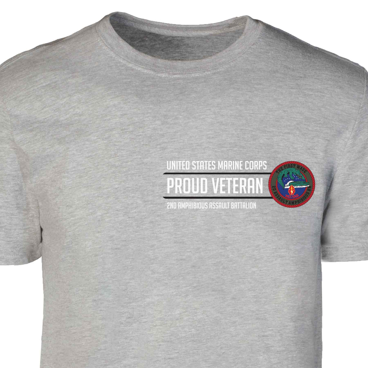 2nd Assualt Amphibious Bn Proud Veteran Patch Graphic T-shirt - SGT GRIT