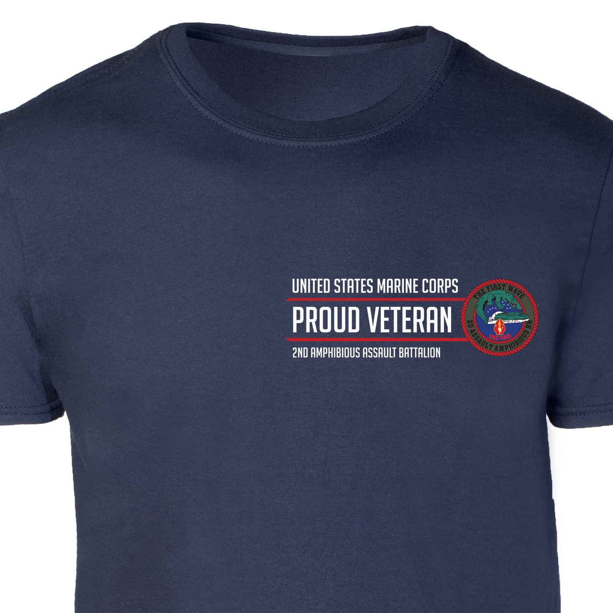 2nd Assualt Amphibious Bn Proud Veteran Patch Graphic T-shirt - SGT GRIT