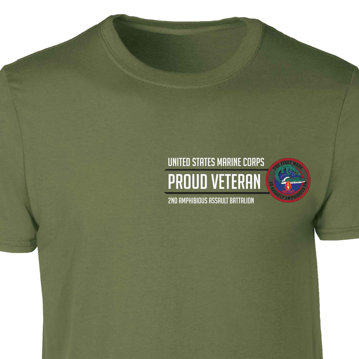 2nd Assualt Amphibious Bn Proud Veteran Patch Graphic T-shirt - SGT GRIT