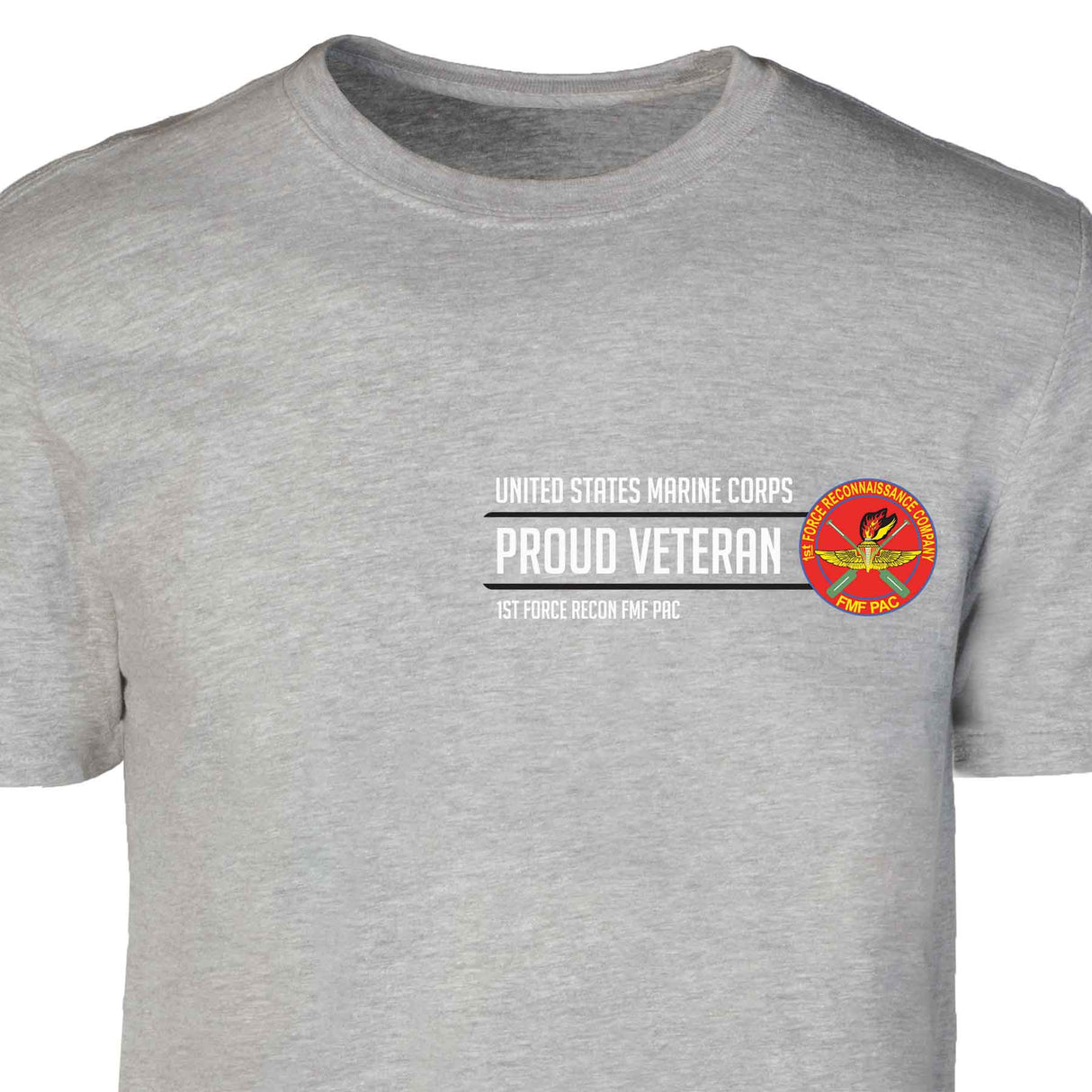 1st Force Recon FMF PAC Proud Veteran Patch Graphic T-shirt - SGT GRIT