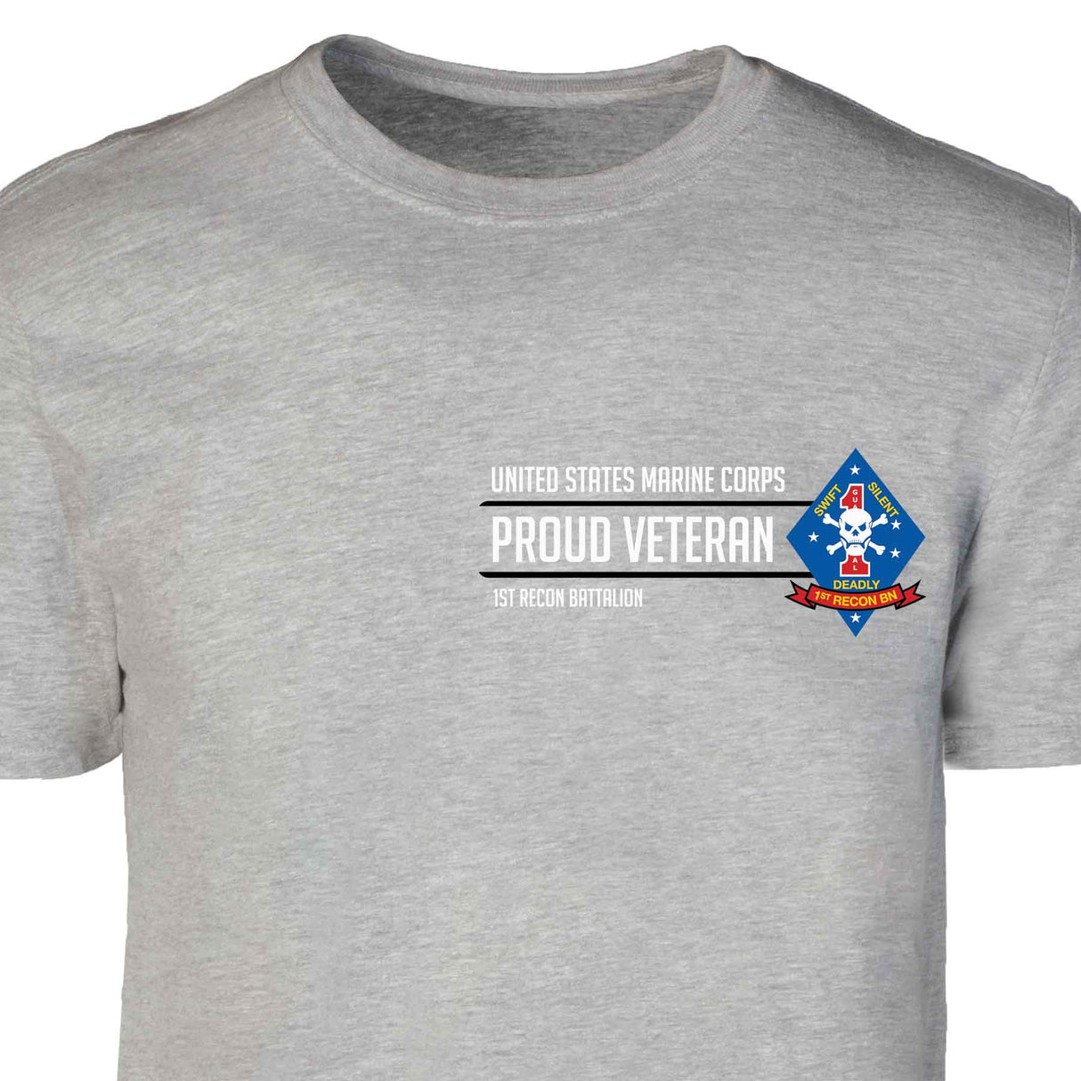 1st Recon Battalion Proud Veteran Patch Graphic T-shirt - SGT GRIT