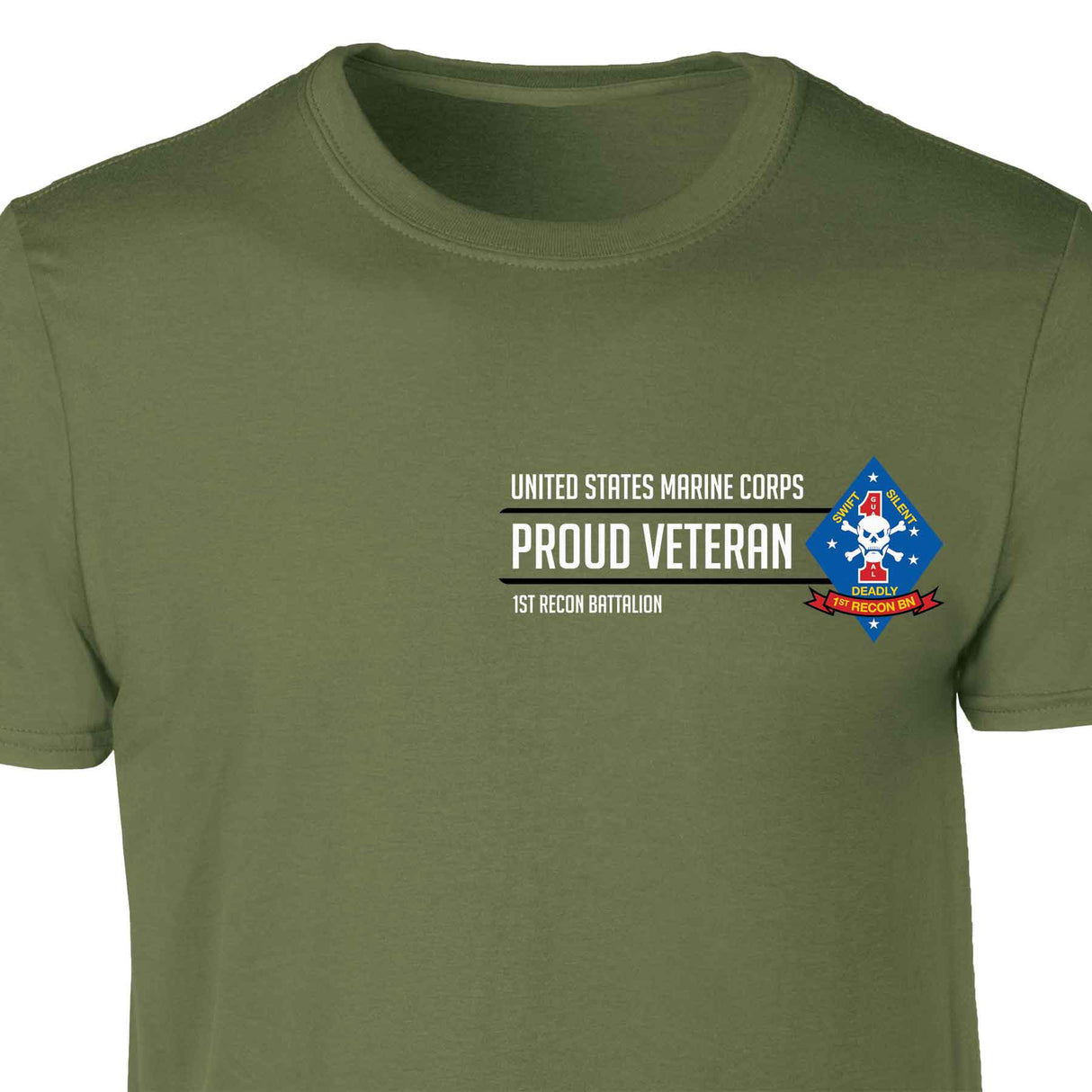 1st Recon Battalion Proud Veteran Patch Graphic T-shirt - SGT GRIT