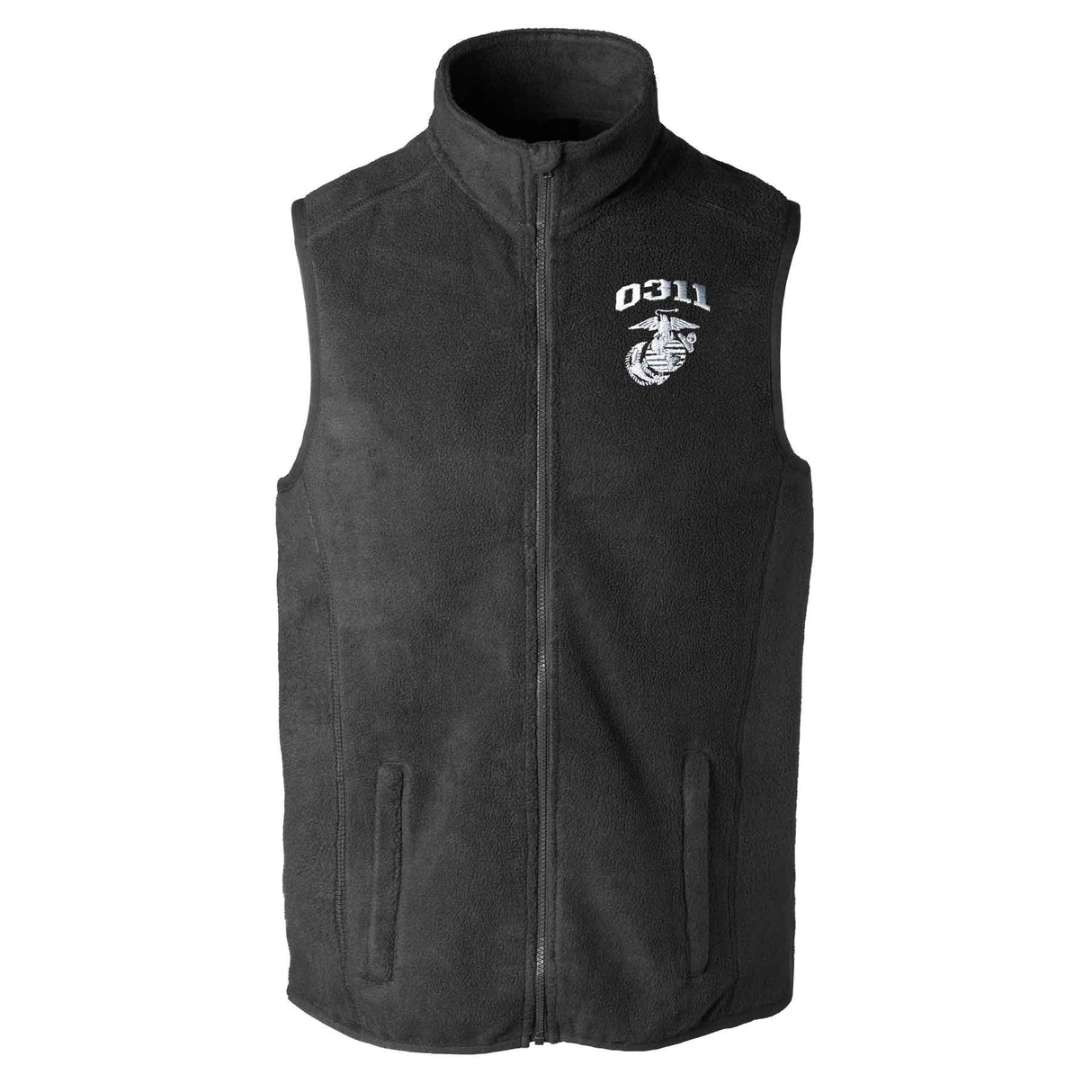 Marine Corps MOS Embroidered Fleece Vest - Black with Gray - SGT GRIT