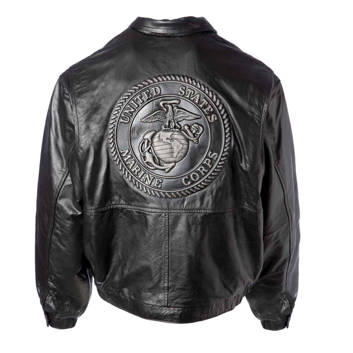 Embossed Black Leather Jacket — SGT GRIT