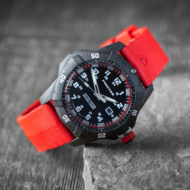 ProTek USMC Carbon Composite Dive Watch, red - SGT GRIT