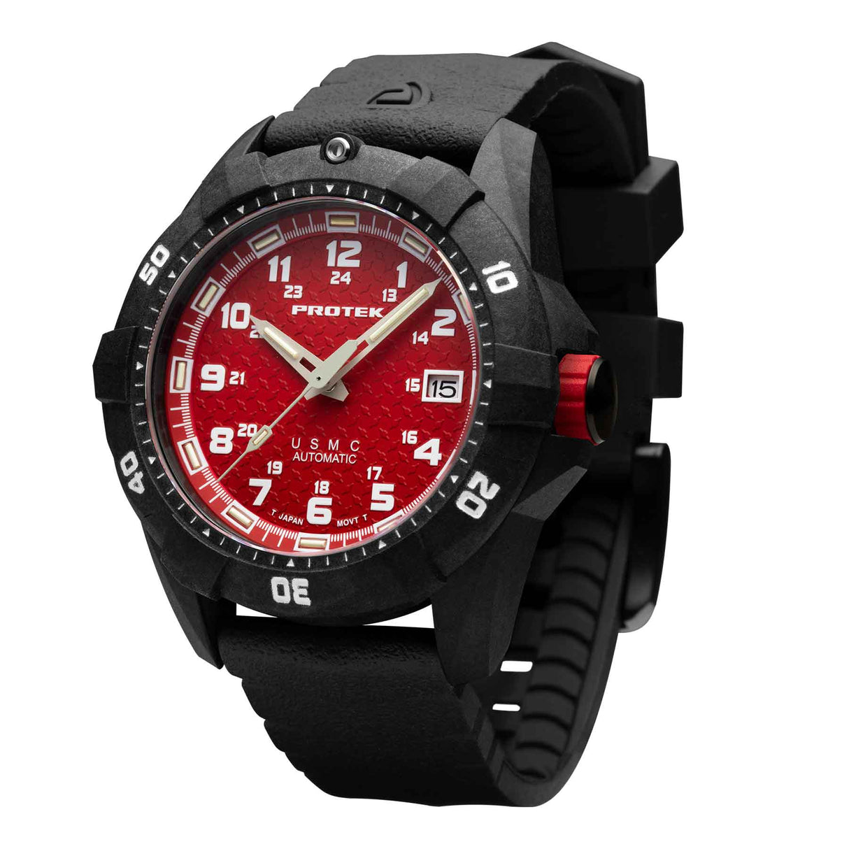 ProTek USMC Automatic Dive Watch, black with red - SGT GRIT