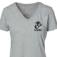 Women's V-Neck Left Chest USMC Eagle, Globe and Anchor T-shirt - SGT GRIT