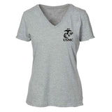 Women's V-Neck Left Chest USMC Eagle, Globe and Anchor T-shirt - SGT GRIT