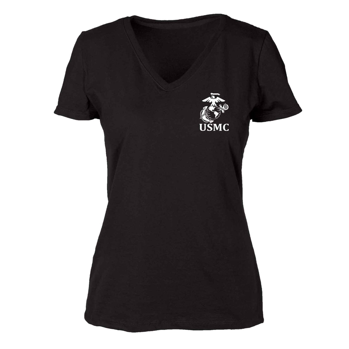 Women's V-Neck Left Chest USMC Eagle, Globe and Anchor T-shirt - SGT GRIT