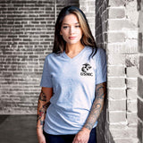 Women's V-Neck Left Chest USMC Eagle, Globe and Anchor T-shirt - SGT GRIT