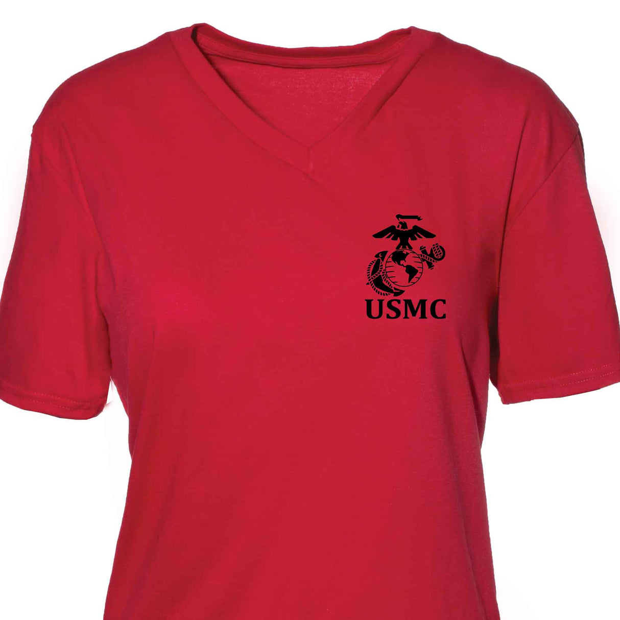 Women's V-Neck Left Chest USMC Eagle, Globe and Anchor T-shirt - SGT GRIT