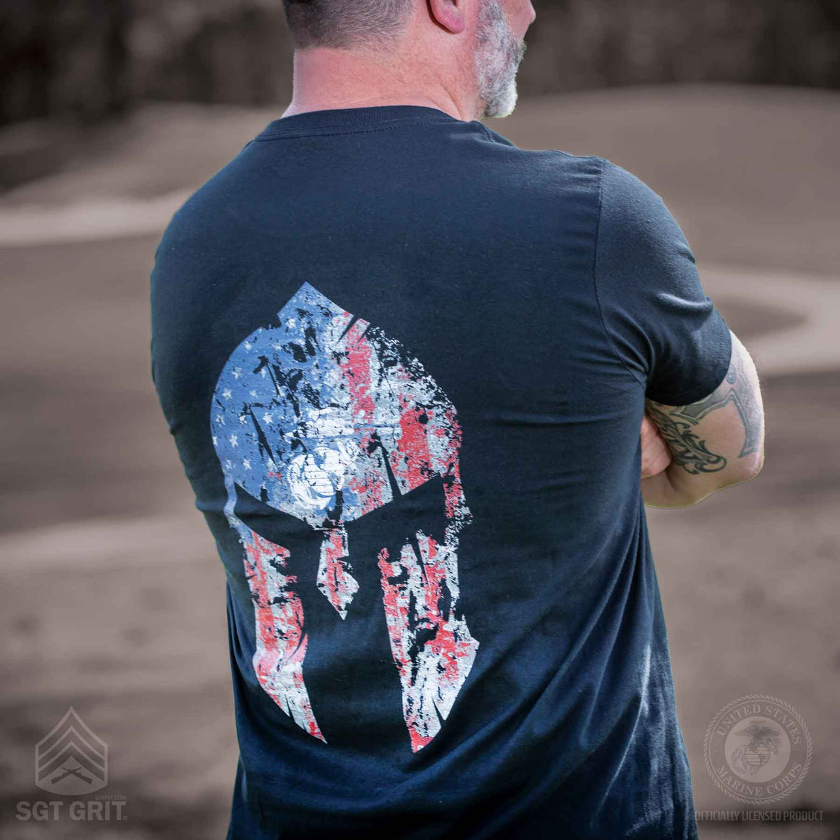 EGA Spartan Helmet Back with Left Chest T-Shirt - SGT GRIT