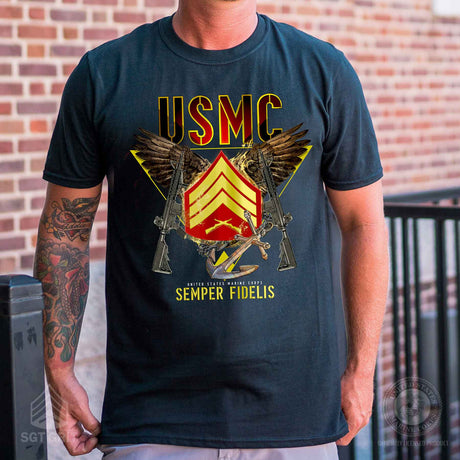 Exclusive Marine Corps T-shirt Customized by Rank - SGT GRIT