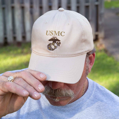 USMC Eagle, Globe, and Anchor Hat- Personalized- Khaki - SGT GRIT