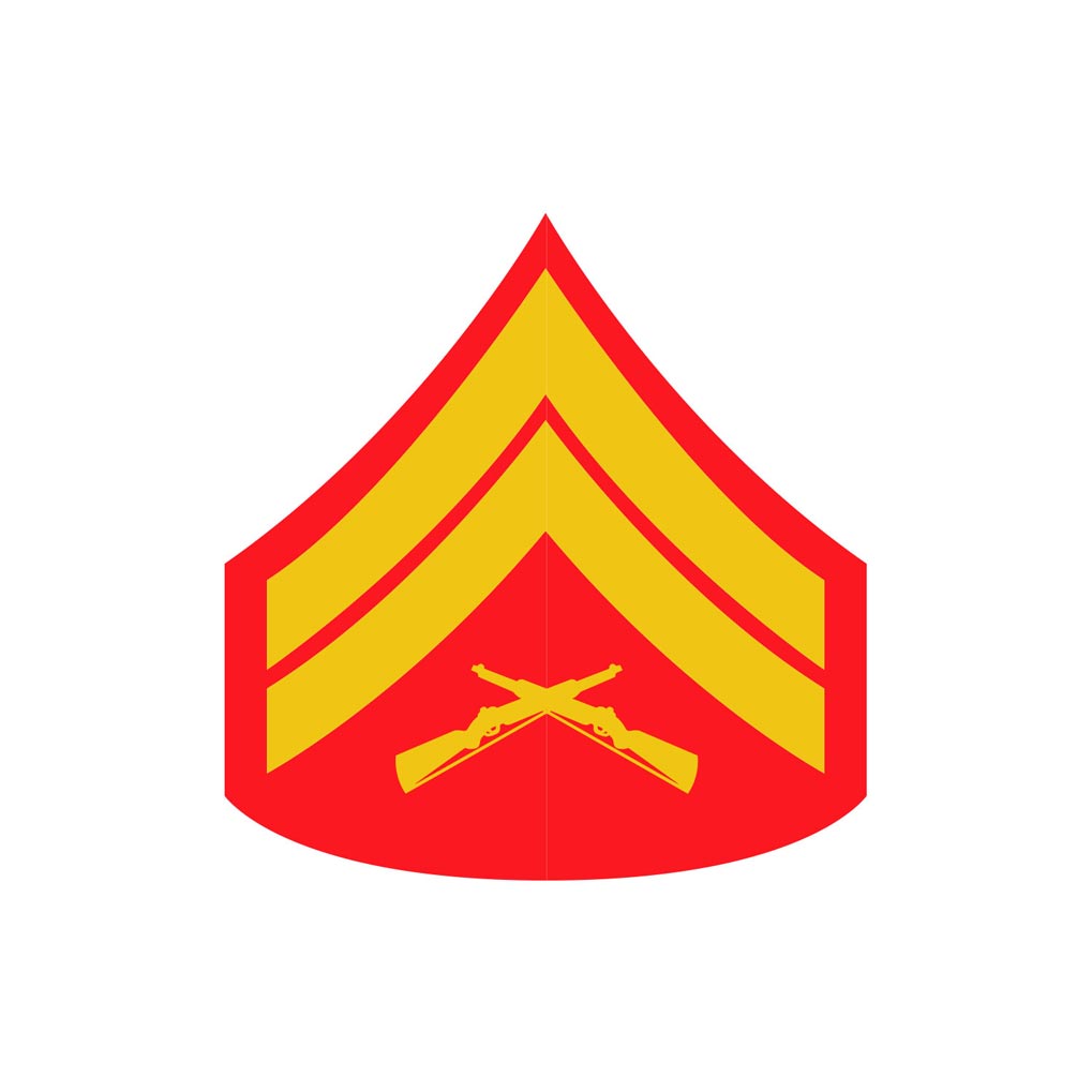 Corporal Red and Gold Rank Insignia Decal - SGT GRIT