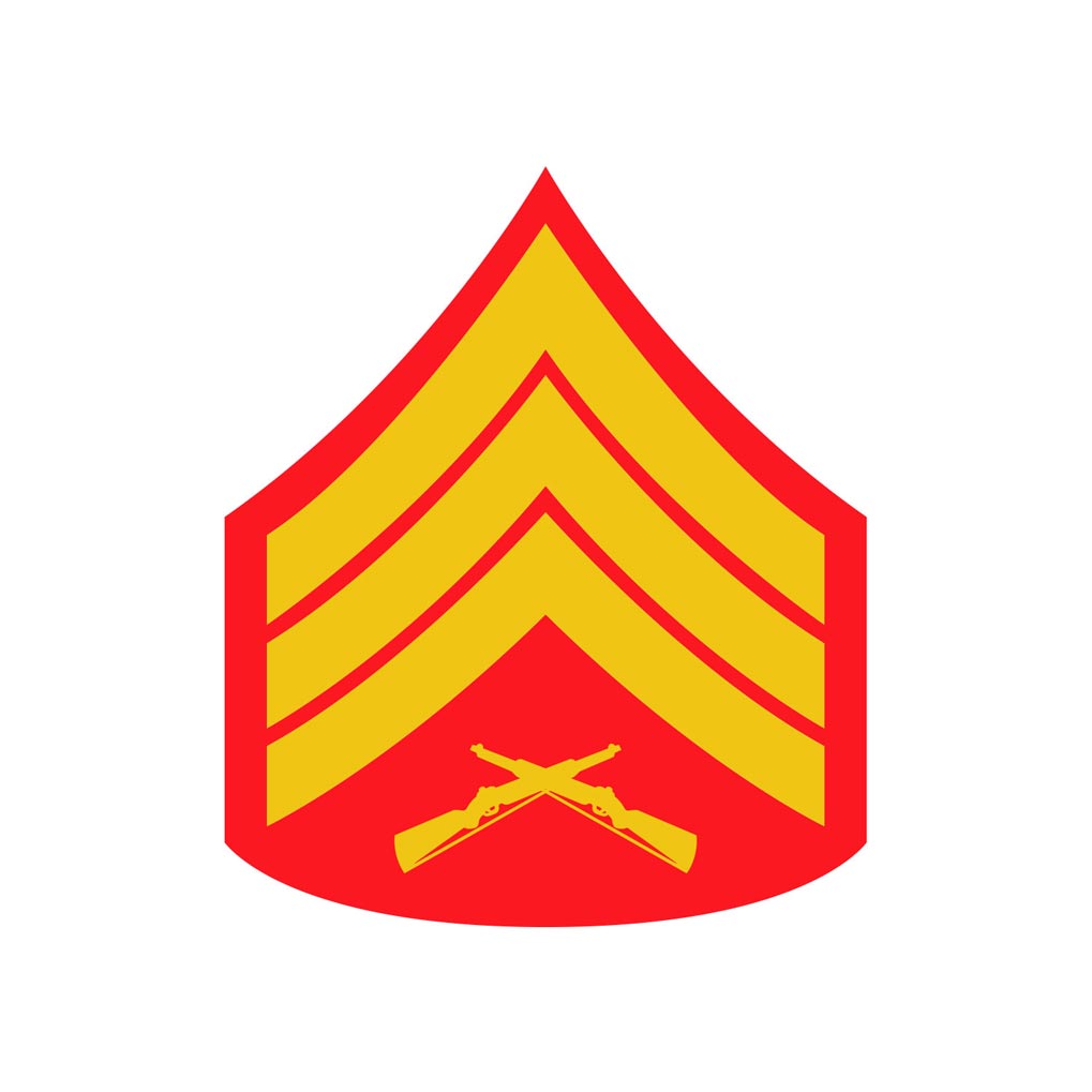 Sergeant Red and Gold Rank Insignia Decal - SGT GRIT