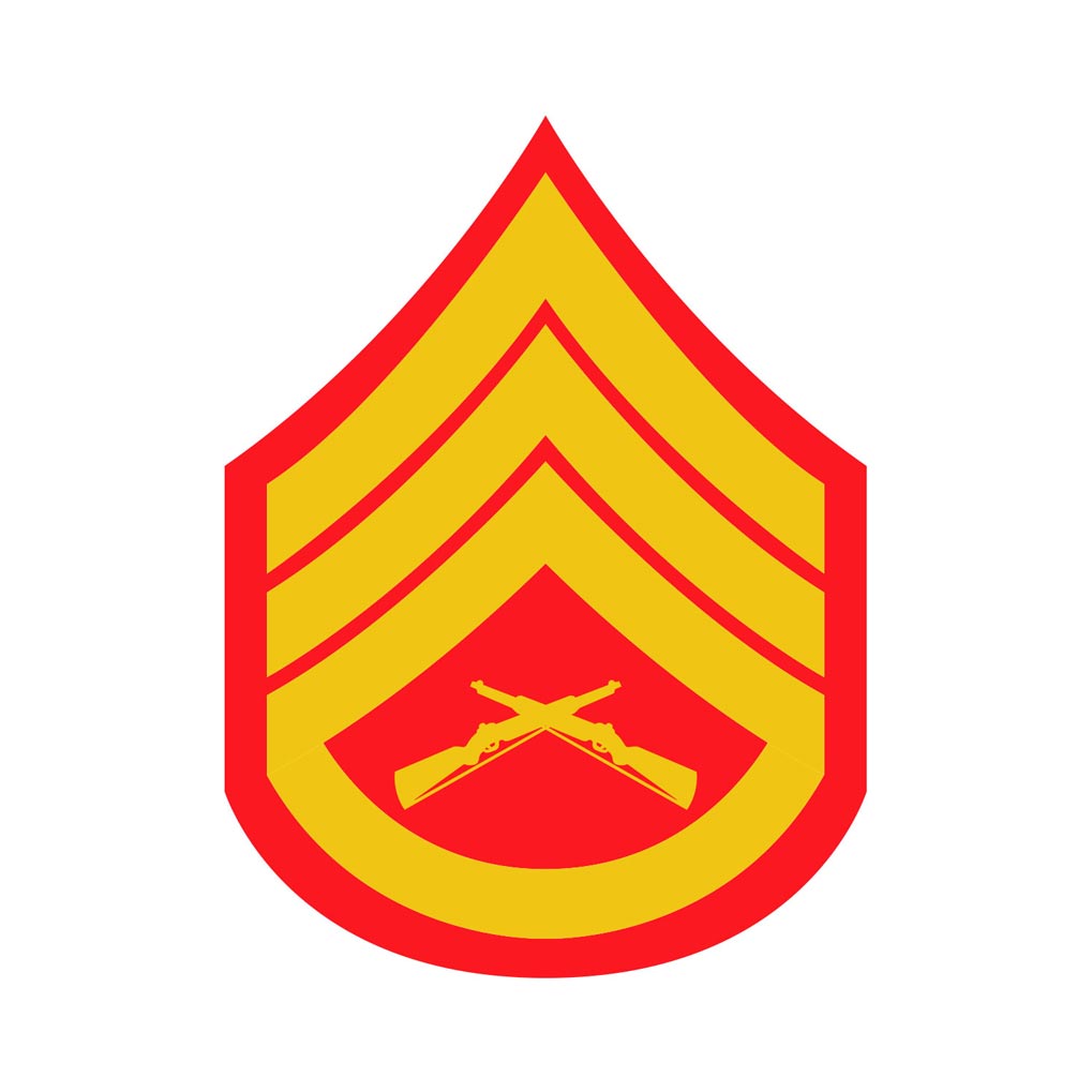 Staff Sergeant Red and Gold Rank Insignia Decal - SGT GRIT